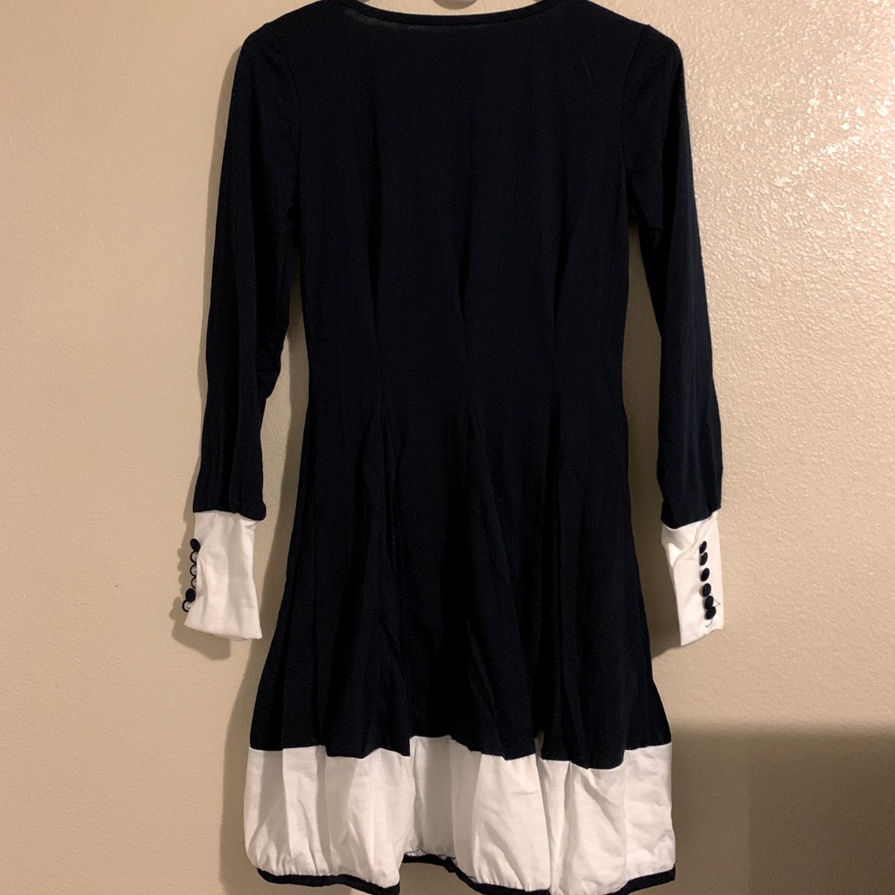 Royal Blue Midi Dress long sleeves buttoned cuffs.
